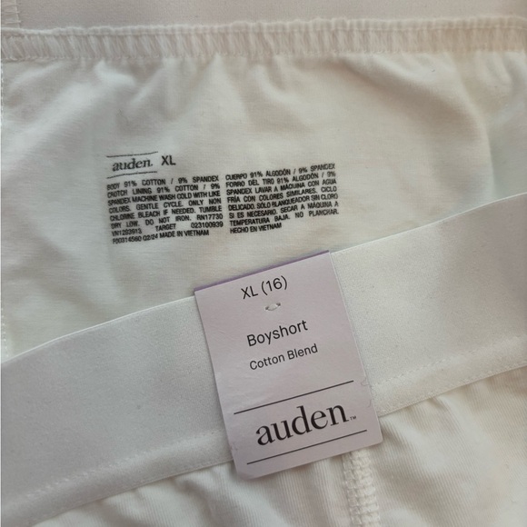 Auden White Cotton Blend Boyshorts NWT Size XL Target Women’s Loungewear - Picture 3 of 4